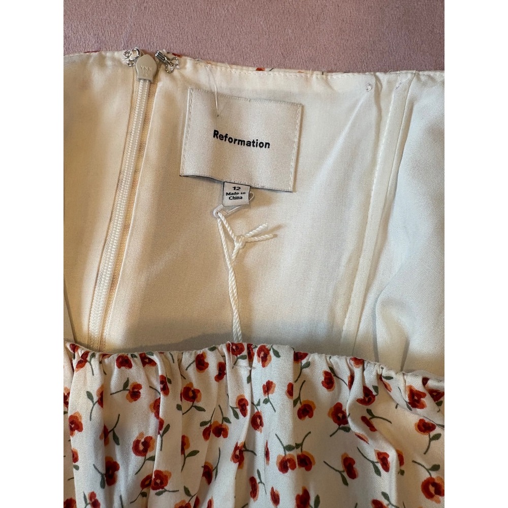 Reformation Marielle Dress Fresa Floral Puff Sleeve Mini Dress Size 12 NEW - Picture 6 of 9